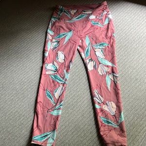 Cute Pink Floral 7/8 Leggings